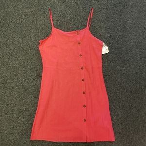 Billabong women's pink off center button up dress w/ adjustable straps NWT large